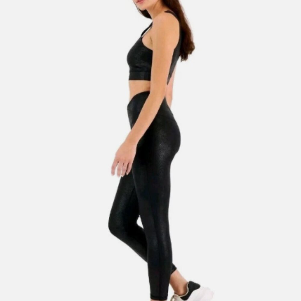 Jenni High Rise Leggings Crackle Texture Black Size XS NWT
